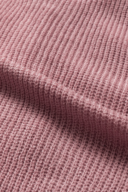 Zipper V-Neck Dropped Sleeve Hooded Solid Sweater